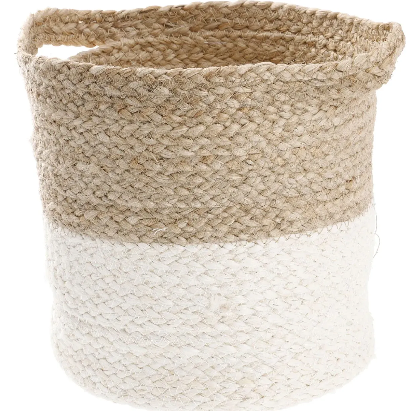Dekokorb Mit Griff, Natur/weiß, 22 X 23 Cm