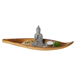 Dekotablett Buddha/Blatt, 37.5 Cm