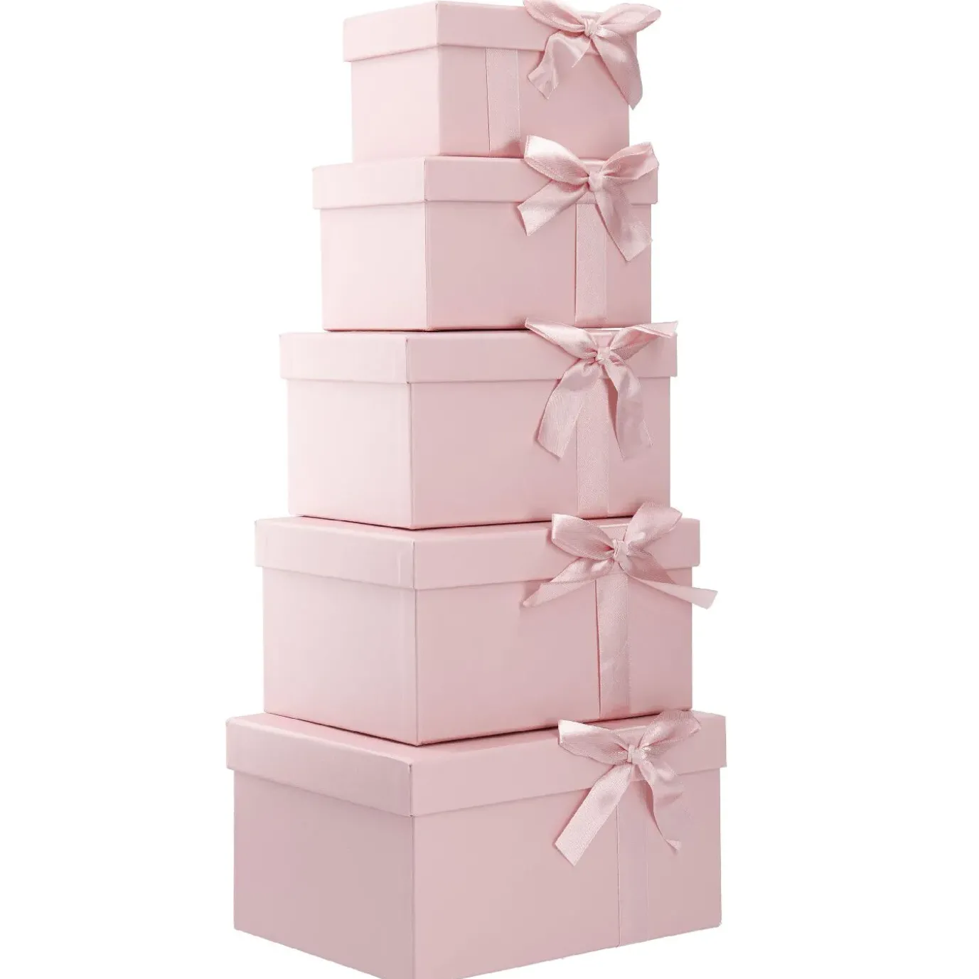 5er Set Geschenkkarton Schleife, Altrosa