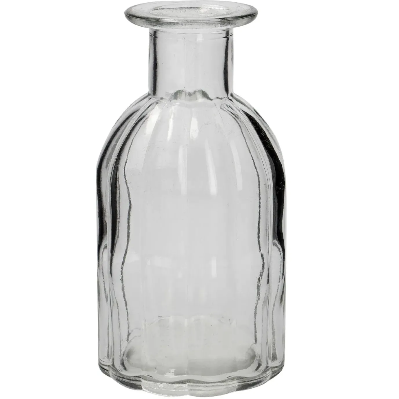 Flaschen-Vase Rillen, Breit, 7.5 X 14 Cm