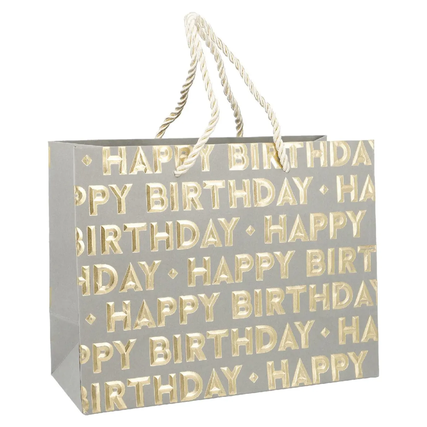 Geschenktüte Happy Birthday, Grau, 23 X 18 Cm