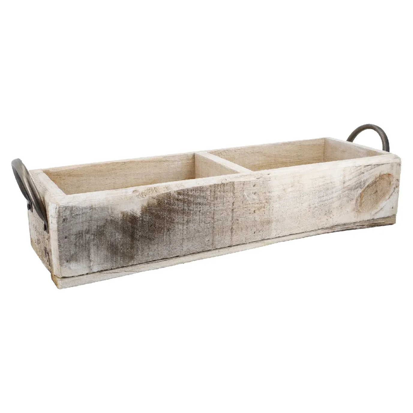 Holz-Schale, 2 Fächer/Griff, 48 Cm
