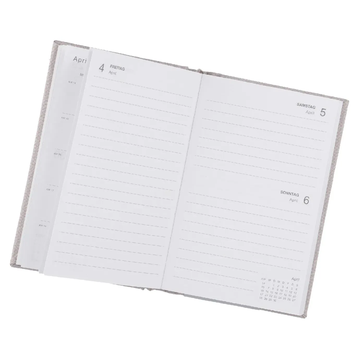 Kalender Textil, A6, Hellgrau