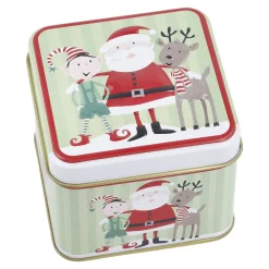 Keksdose Mini, Weihnachtsmann/grün, 8 X 8 X 6 Cm