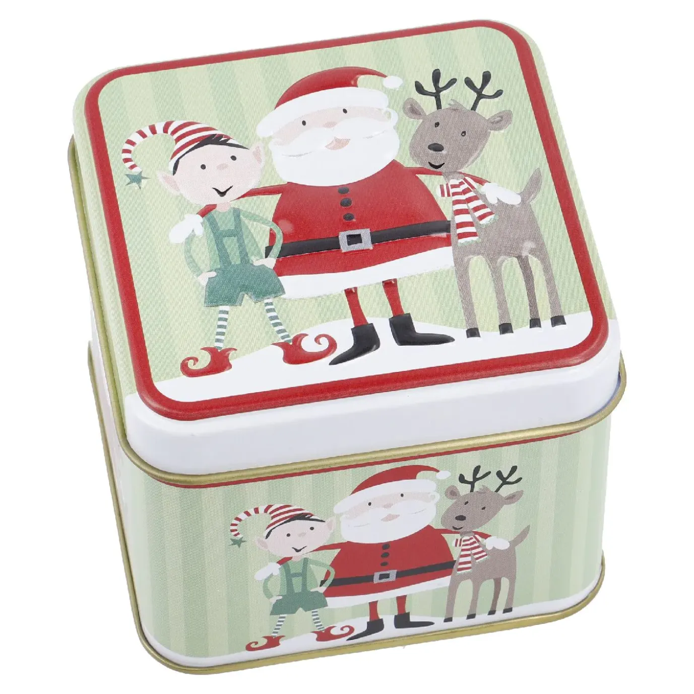 Keksdose Mini, Weihnachtsmann/grün, 8 X 8 X 6 Cm