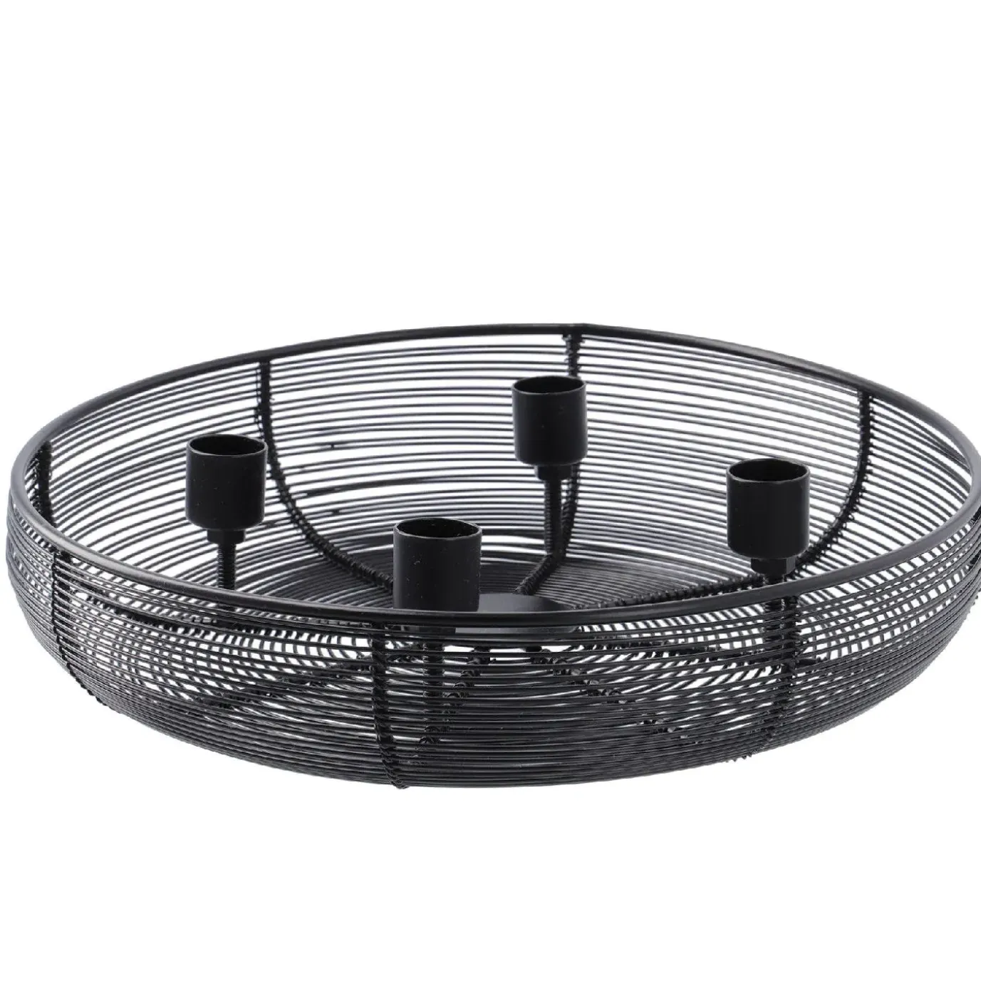 Kerzenhalter Korb, Rund/schwarz-matt, 28 Cm