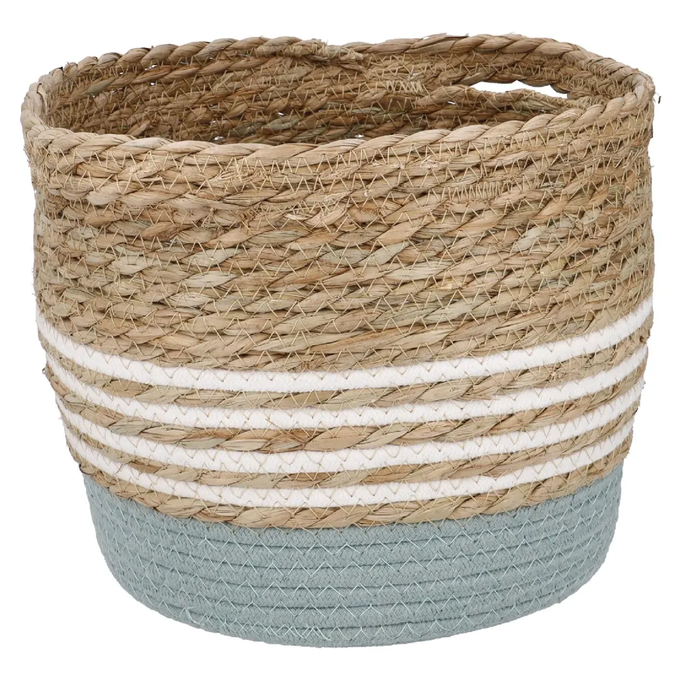 Korb Streifen Mit Henkel, Grün/weiß, 34 X 26 Cm