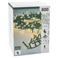 LED-Lichterkette, 8 Funktionen, Warm-weiß, 800 LED