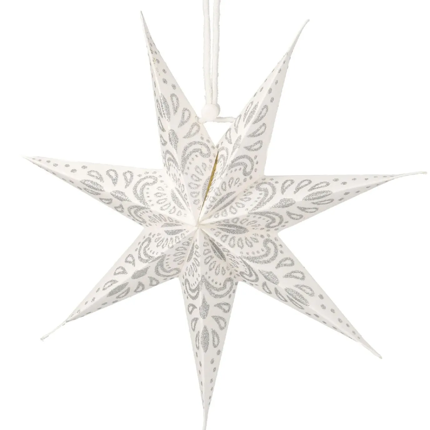 Papierstern, Weiß/silber, Ornament, 18 Cm