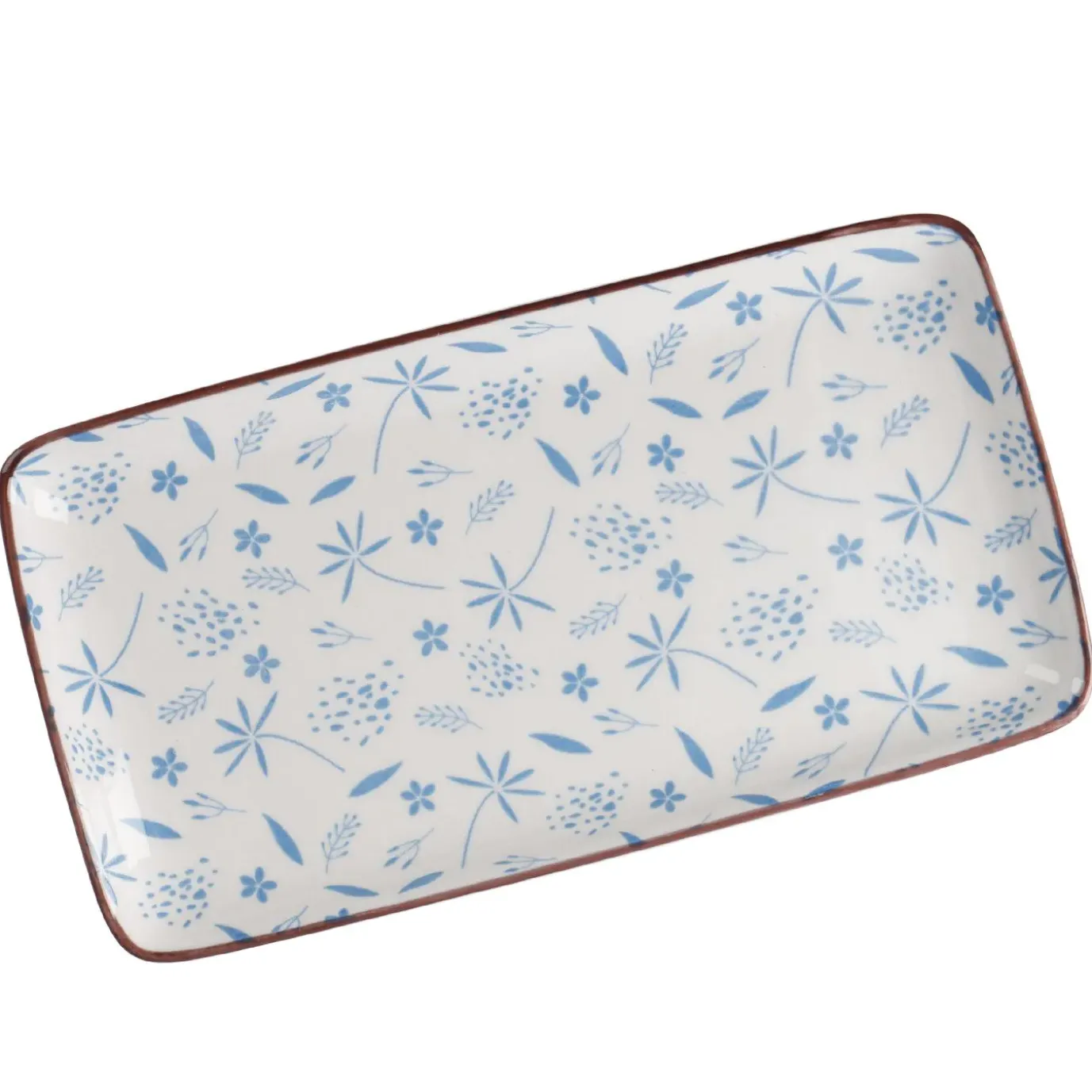 Platte China, Blau, Gräser, 23 Cm