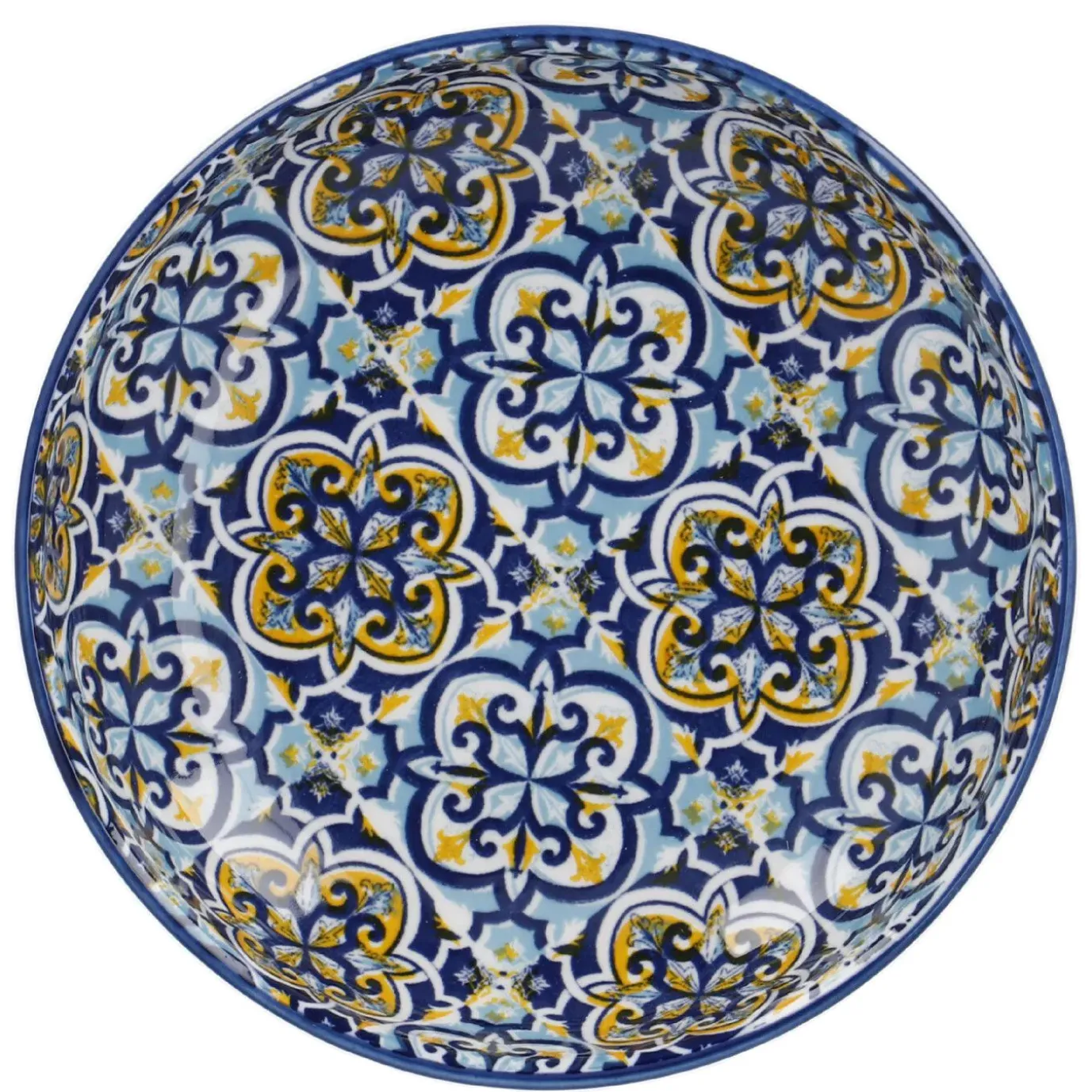 Schale China, Flach, Blau/gelb, 15 Cm