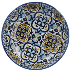 Schale China, Flach, Blau/gelb, 12 Cm