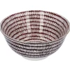 Schale China, Groß, Bordeaux/weiß, Stäbchen/Kreis