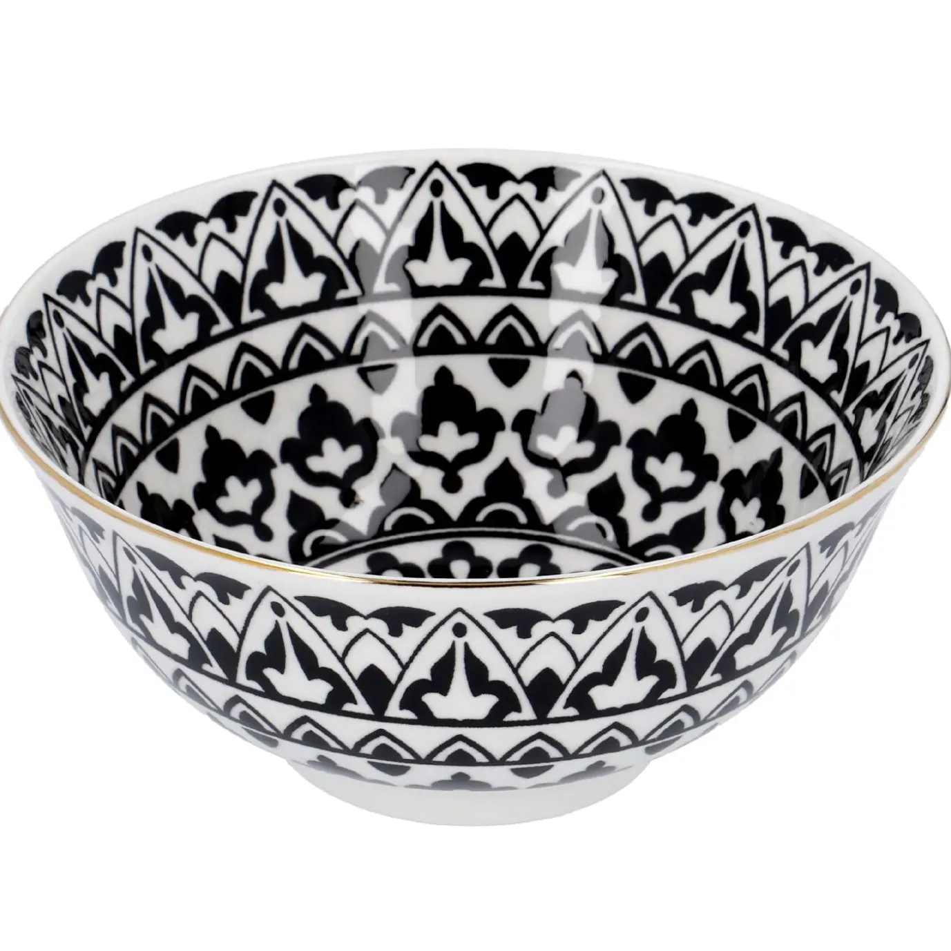 Schale China, Groß, Schwarz/weiß, Orient