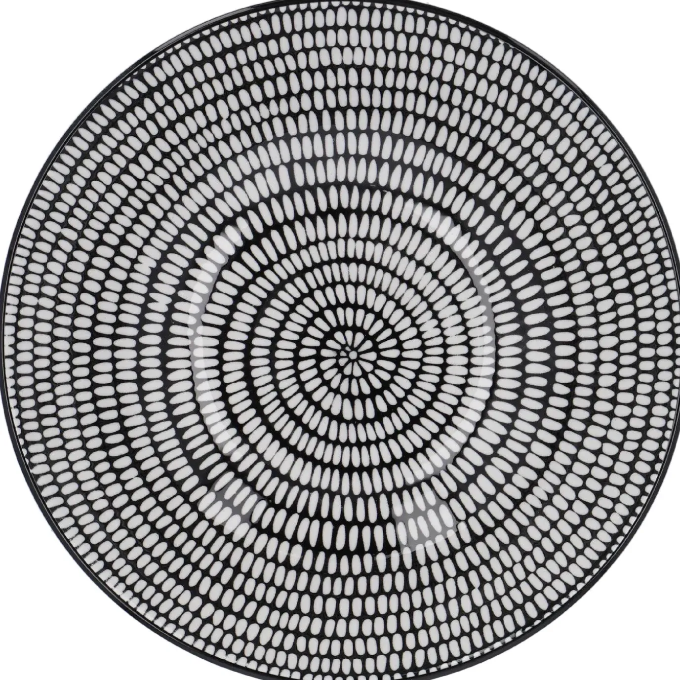 Schale China Mit Rand, Stäbchen/Kreis, Schw/wss, 17 Cm