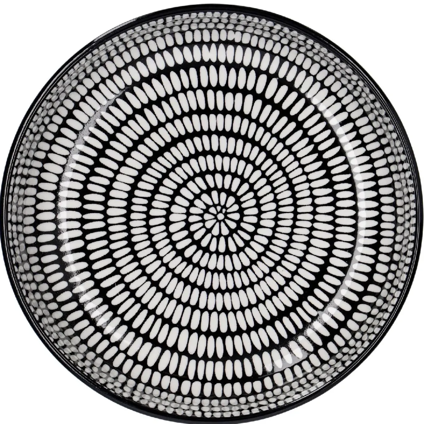 Schale China Mit Rand, Stäbchen/Kreis, Schw/wss, 17 Cm
