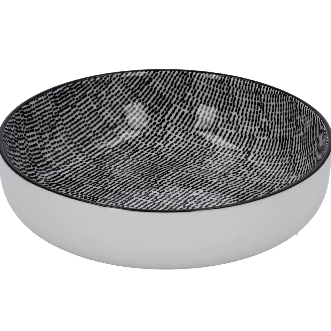 Schale China Mit Rand, Striche, Schw/wss, 17 Cm
