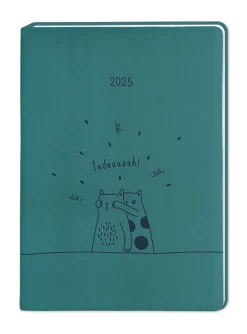 Terminplaner Lederlook, 2025, Petrol