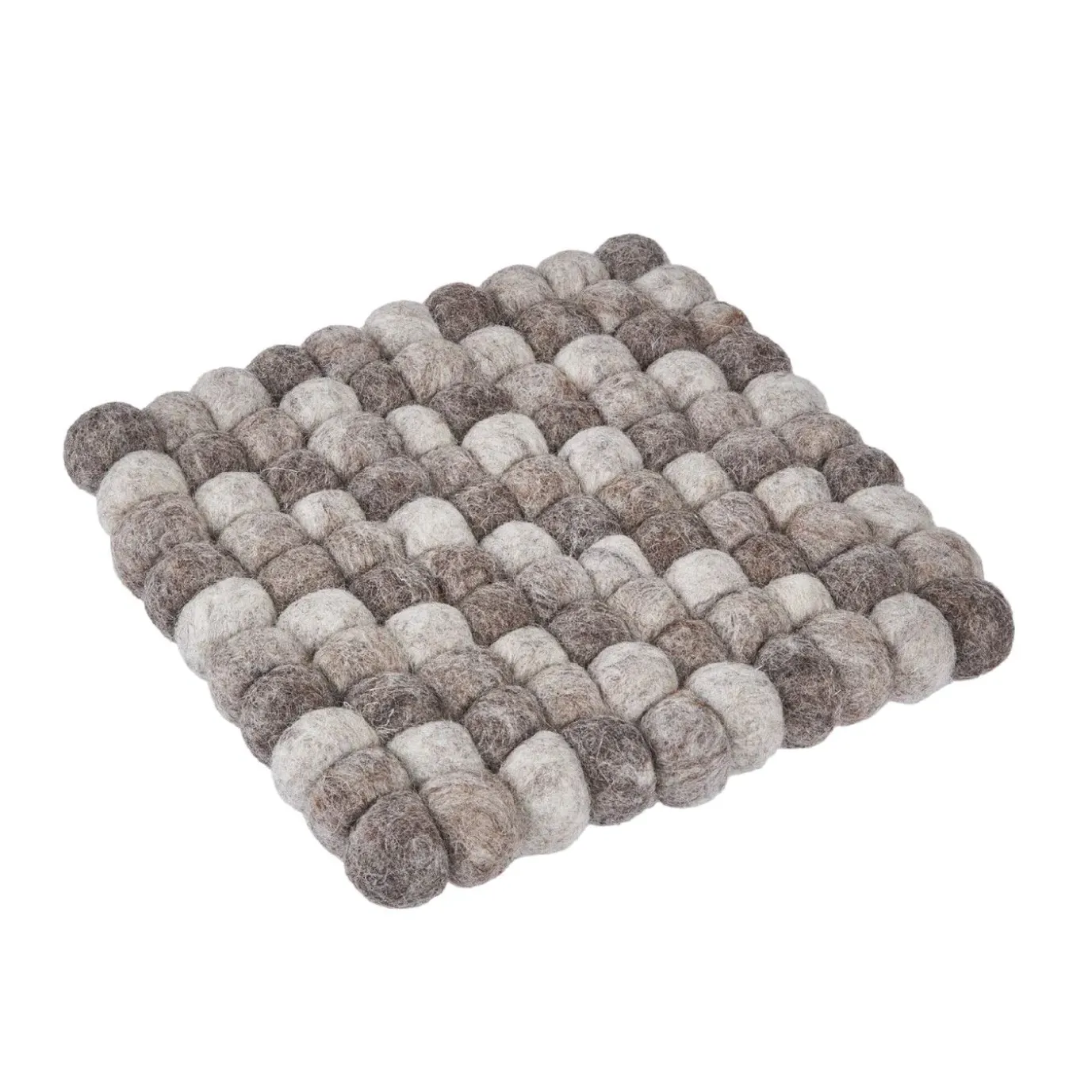 Untersetzer Filzkugeln,eckig, Taupe Mix, 18 Cm