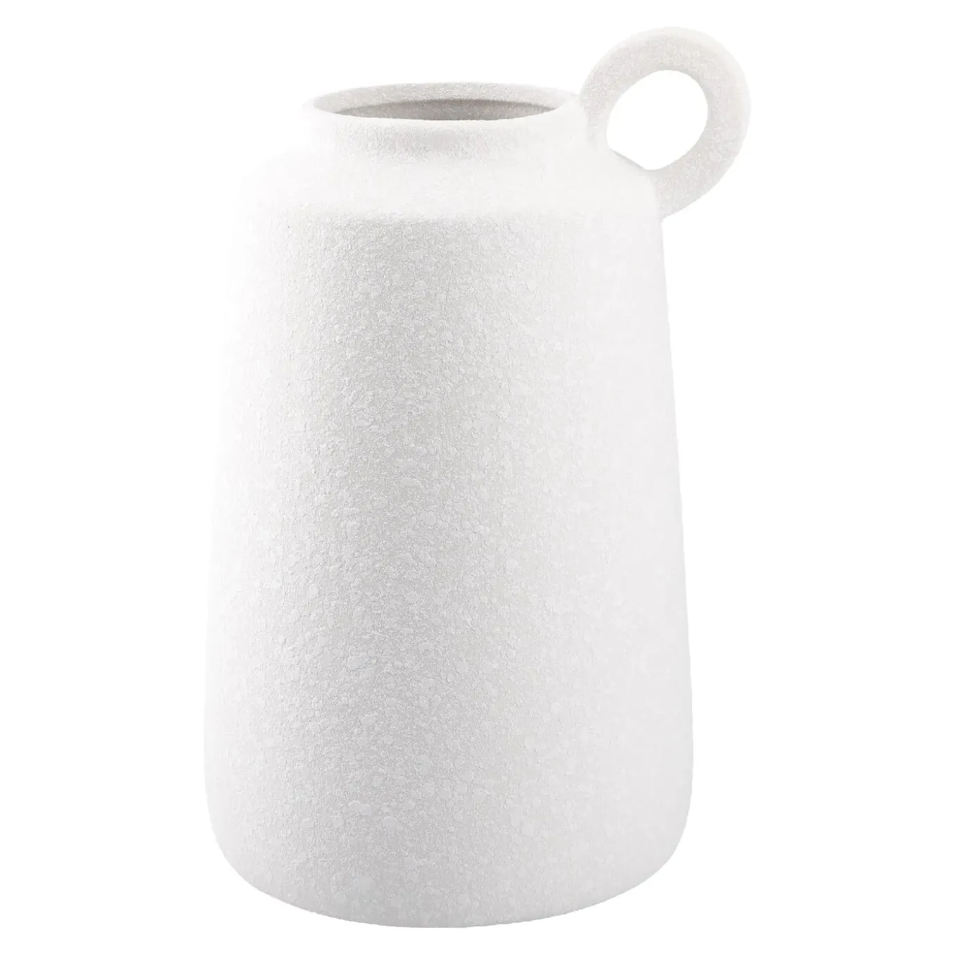 Vase Struktur Mit Henkel, Weiß, 25 Cm