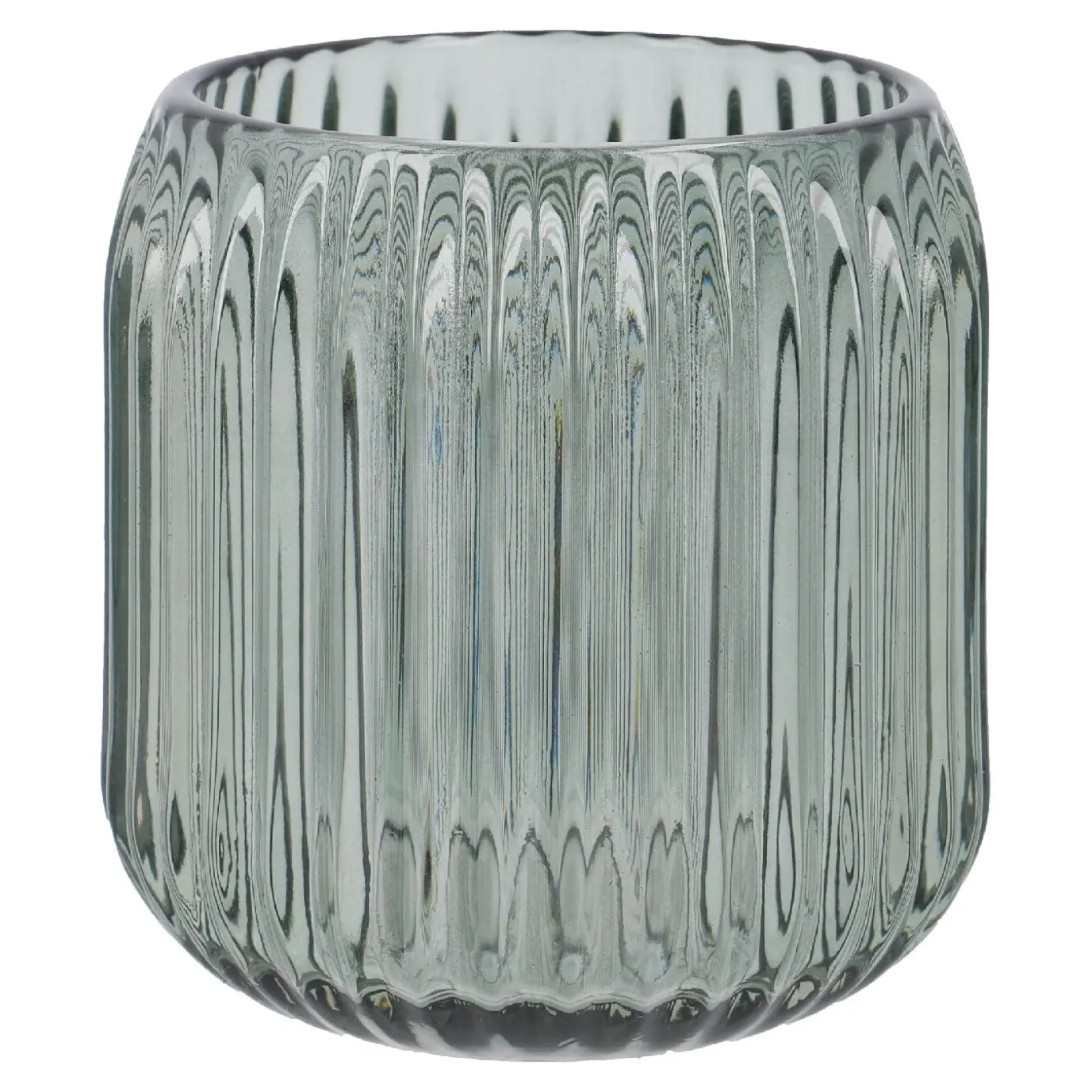 Windlicht Rillen/schmal, Türkis, 8.4 X 8.6 Cm