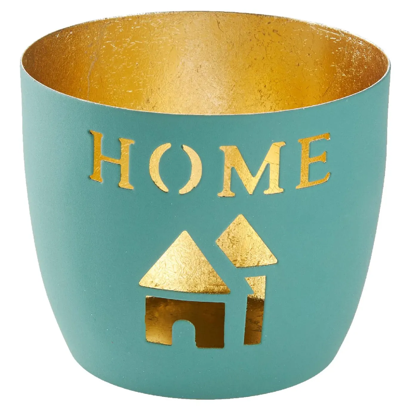 Windlicht Spruch, Home/türkis, 10 X 8.5 Cm